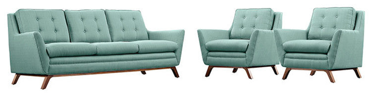 Modern Laguna Beguile 3 Piece Upholstered Fabric Living Room Set