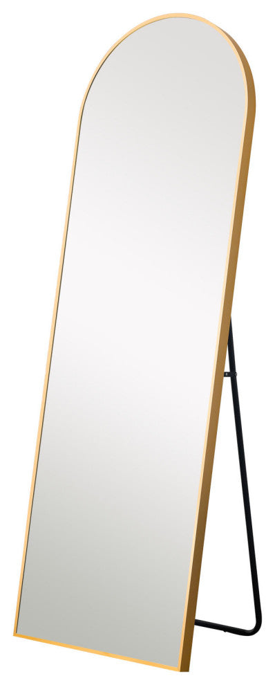 Narrow Gold Arched Mirror With Stand