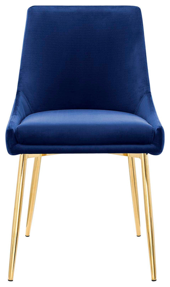 Viscount Performance Velvet Dining Chairs Set of 2 Gold Navy