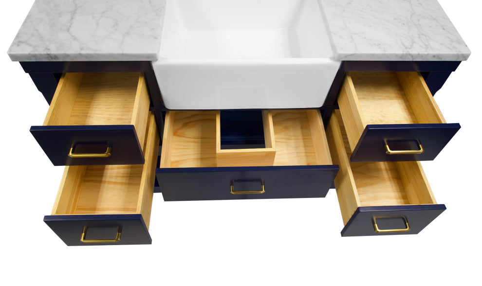 Charlotte 48" Bathroom Vanity, Royal Blue, Carrara Marble