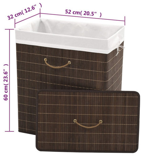 vidaXL Laundry Basket Laundry Hamper Dirty Clothes Basket Rectangular Dark Brown