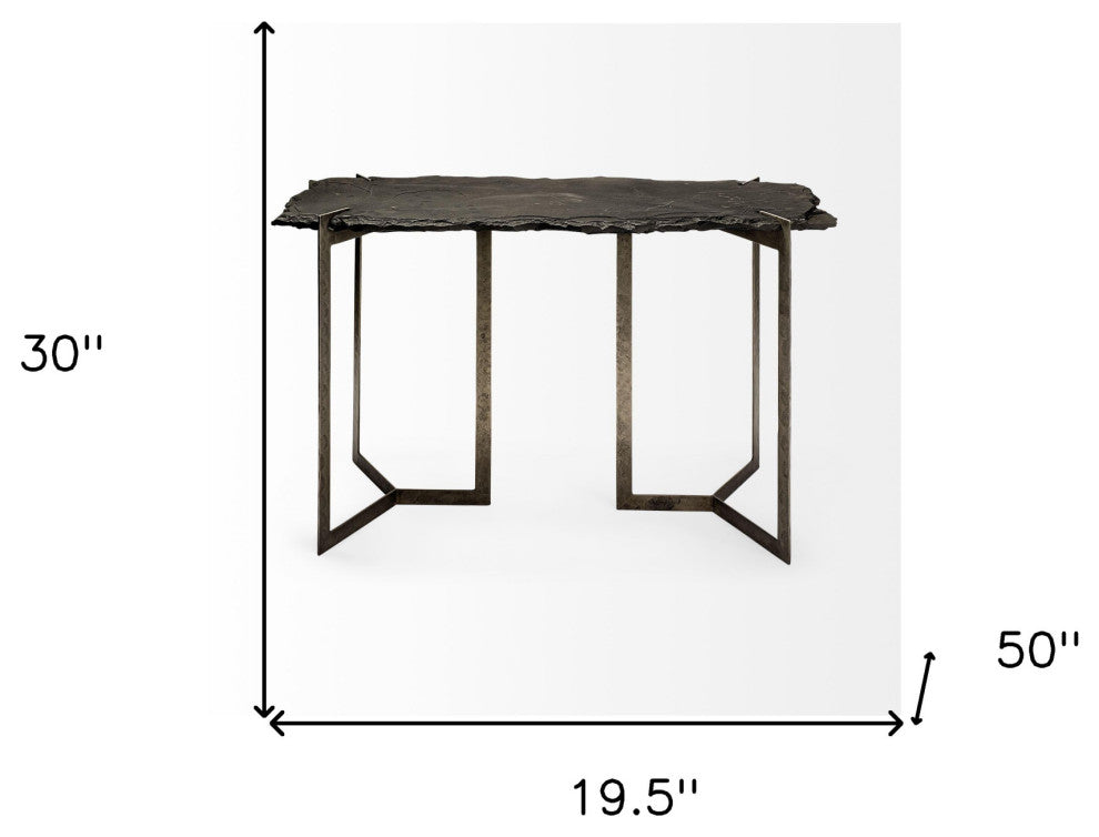 20" Brown Solid Wood 4 Legs Console Table