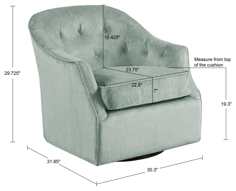 Madison Park Calvin Curved Wide Back Swivel Accent Chair, Light Green