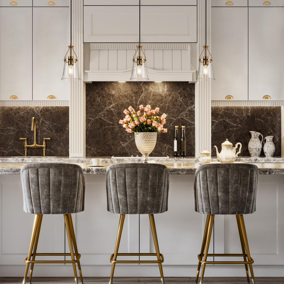 LNC 1-Light Modern Polished Gold Cone Seeded Glass Pendant Light
