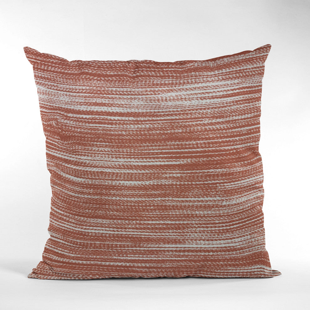 Plutus Red Beige Shower Stripe Luxury Throw Pillow, 22"x22"