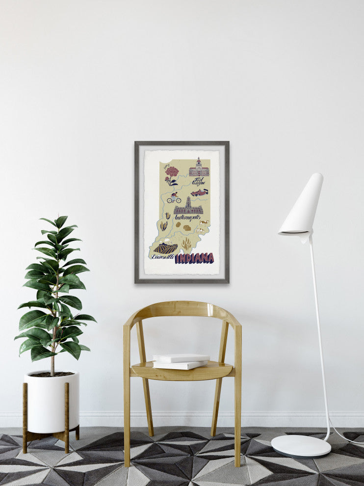 "Visit Indiana" Framed Painting Print, 12x18