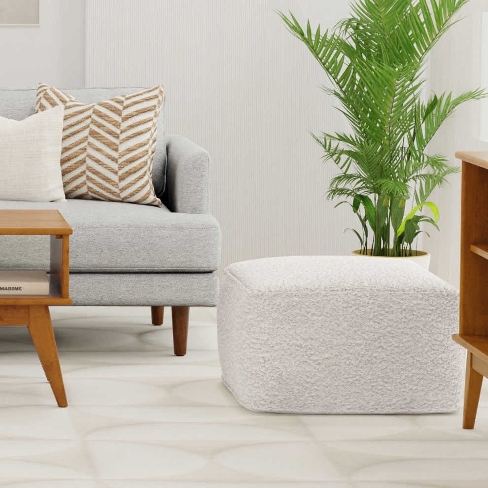 Chantal Square Pouf, Ivory