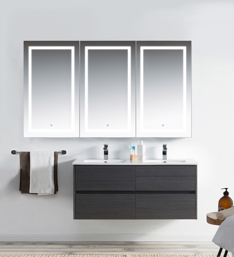 72x42 Recessed Or Surface Mount Medicine Cabinet 12 Shelves, LED, Llr
