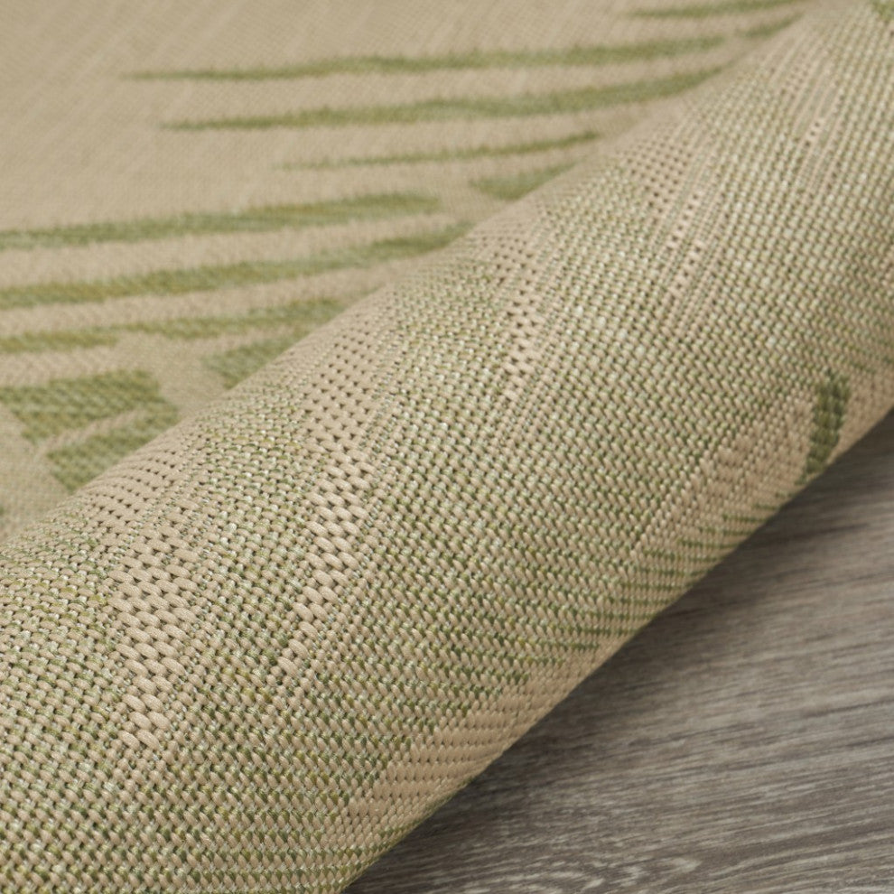 8" Round Green Palms Indoor Outdoor Area Rug