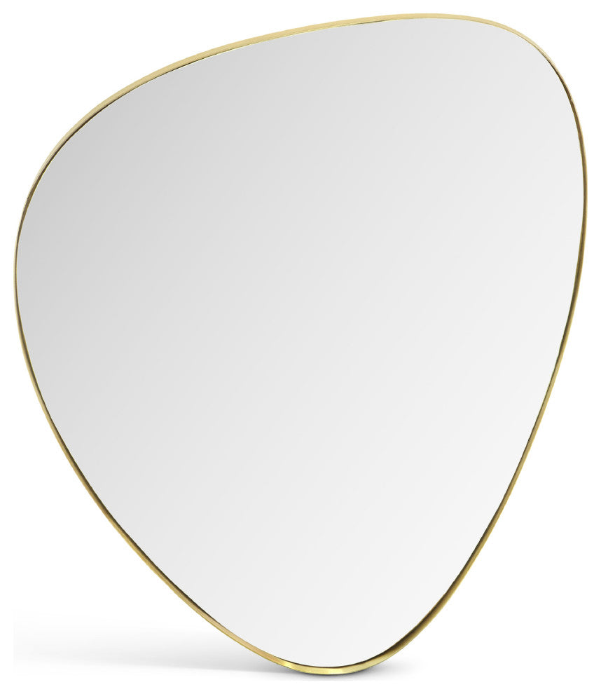 Finch Glass Mirror With Iron Frame, Brushed Gold, 30" H