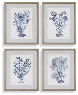Uttermost Shibori Coral Framed Prints Set of 4