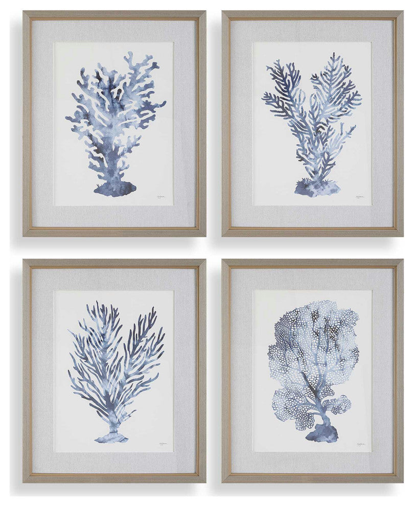 Uttermost Shibori Coral Framed Prints Set of 4