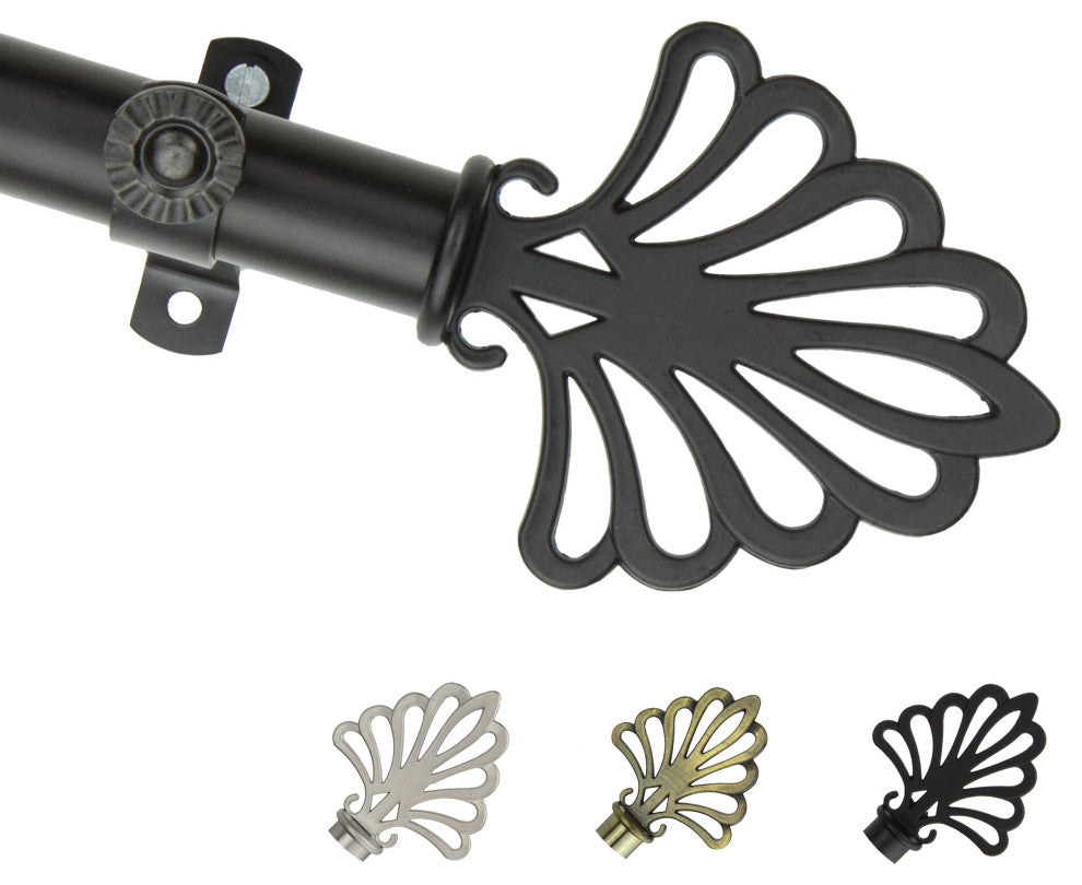 Bonnie 13/16" Diameter Curtain Rod, Black, 18-28"