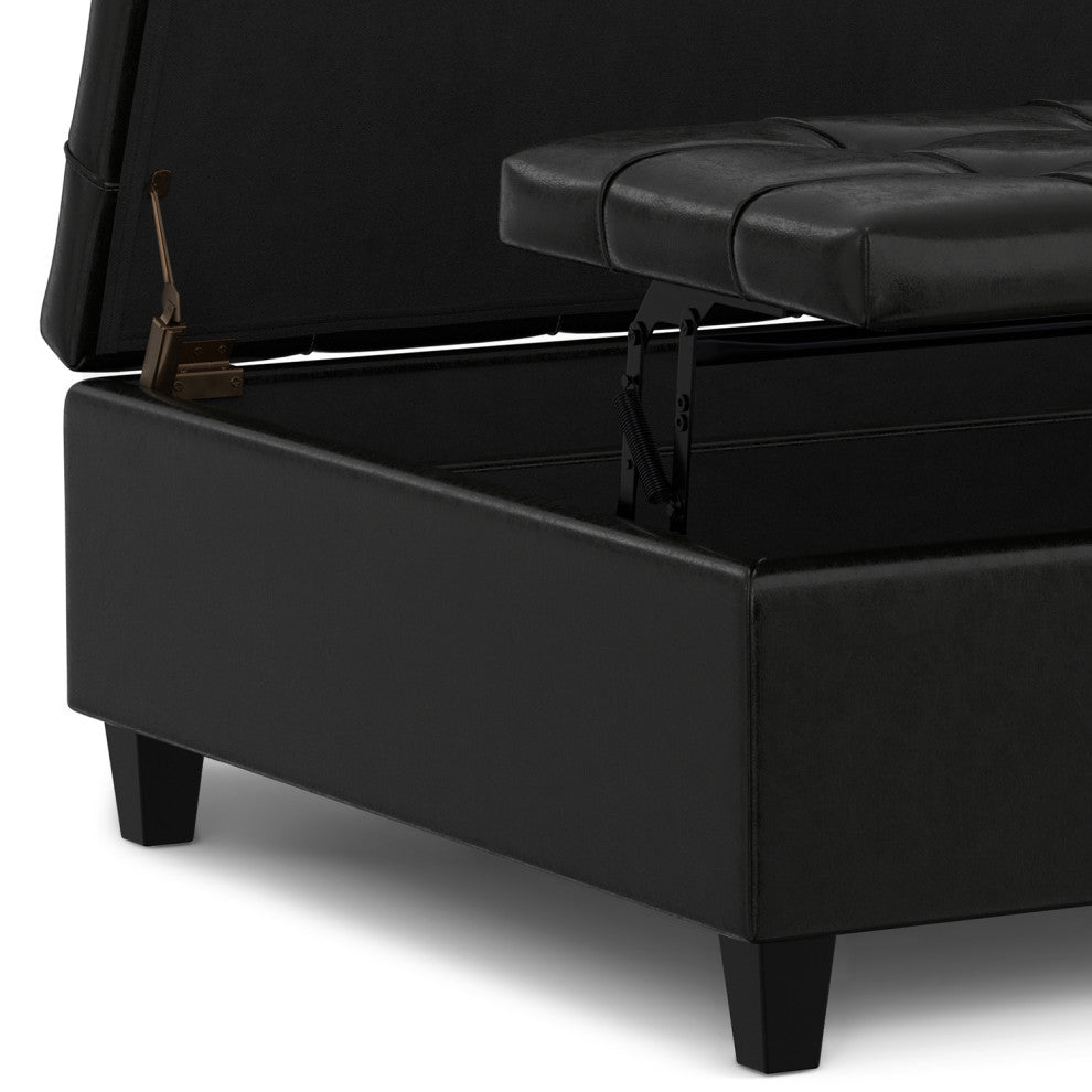 Harrison Large Square Coffee Table Storage Ottoman, Midnight Black