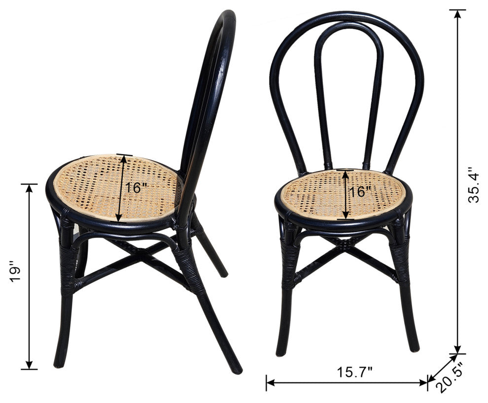 Gewnee black Rattan Dining Chair Set of 2