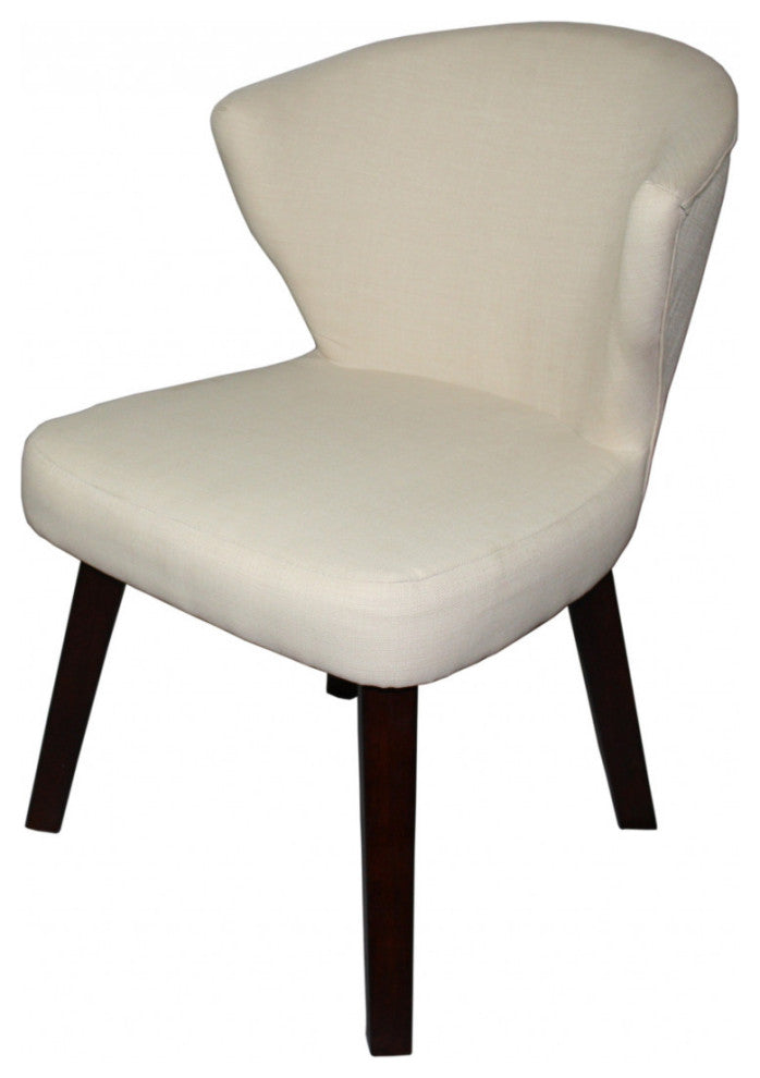 31" Cream and Black Wooden Curve Back Dining or Accent Chair