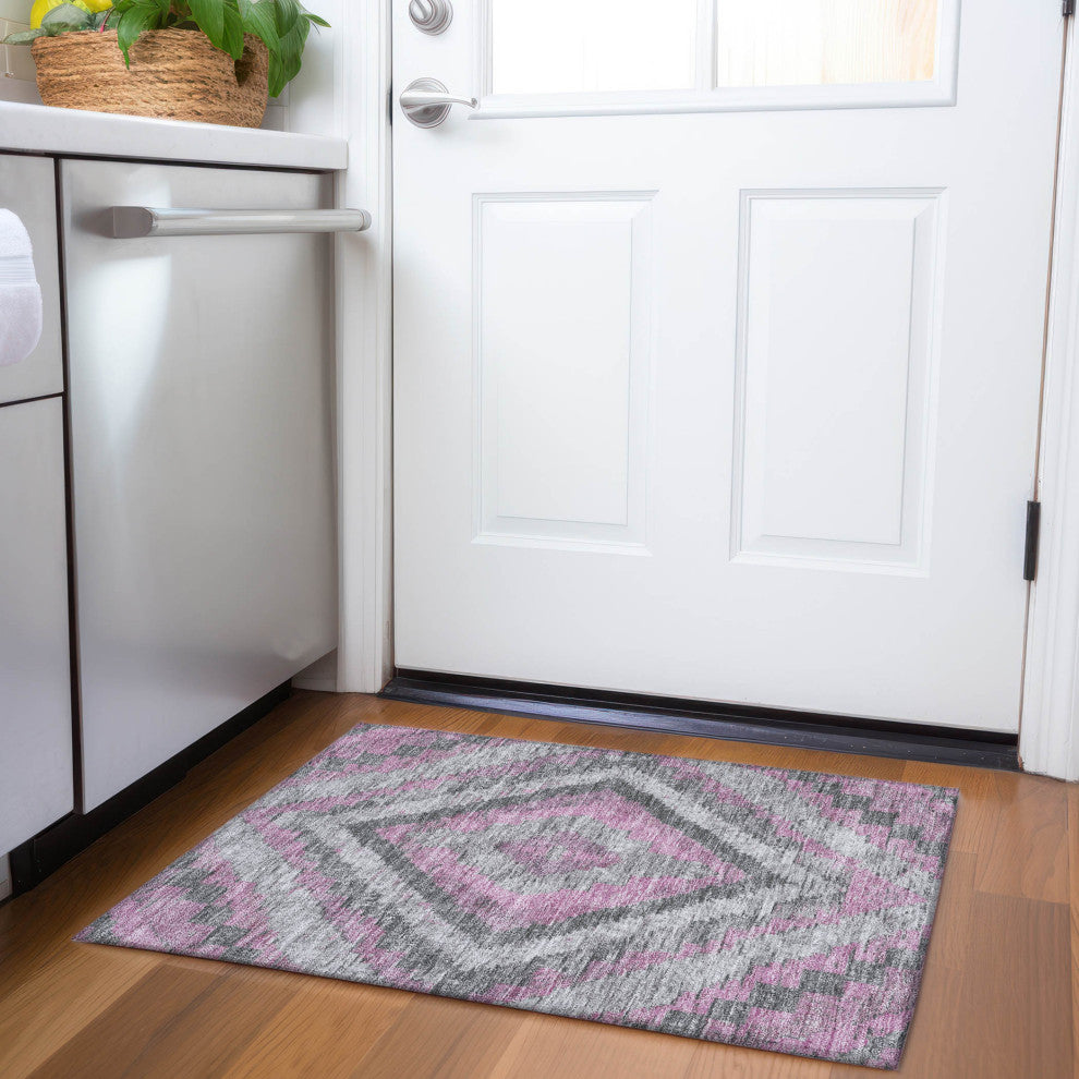 Machine Washable Indoor/Outdoor Chantille ACN1890 Blush 1'8" x 2'6" Rug