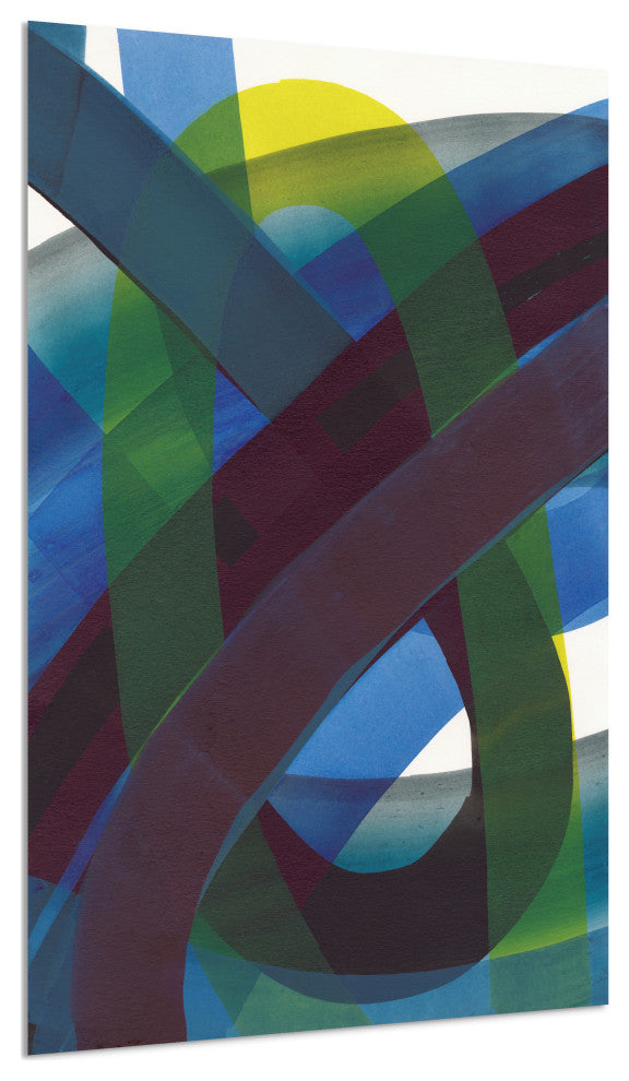 "Pigment Play I" Frameless Free Floating Tempered Glass Panel Graphic Wall Art