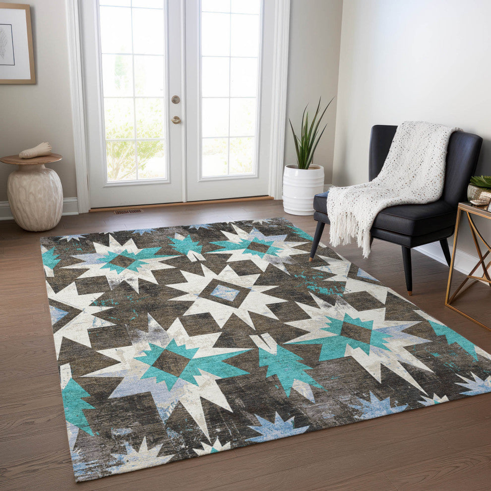 Machine Washable Indoor/Outdoor Chantille ACN1893 Brown 2'6" x 3'10" Rug