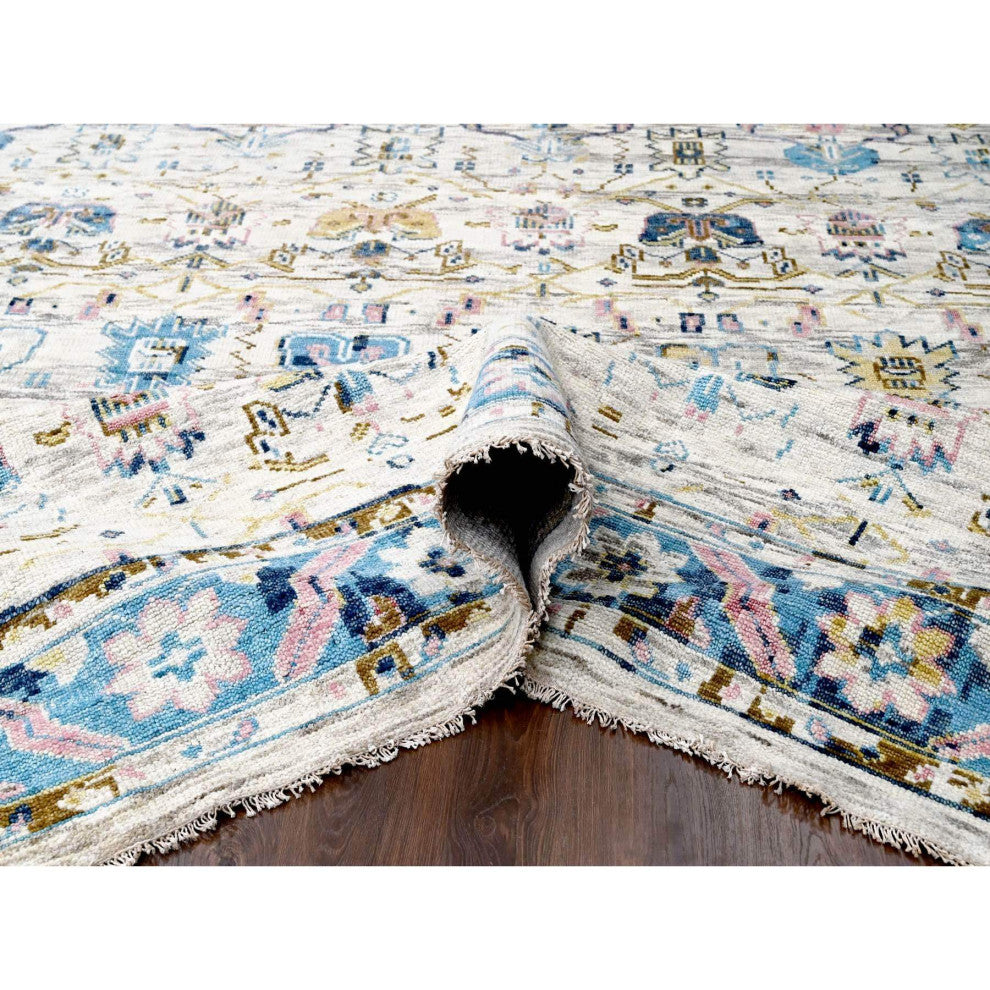 Ivory Oushak Supple Mahal Design Hand Knotted Oversize Oriental Rug  12'x17'9"