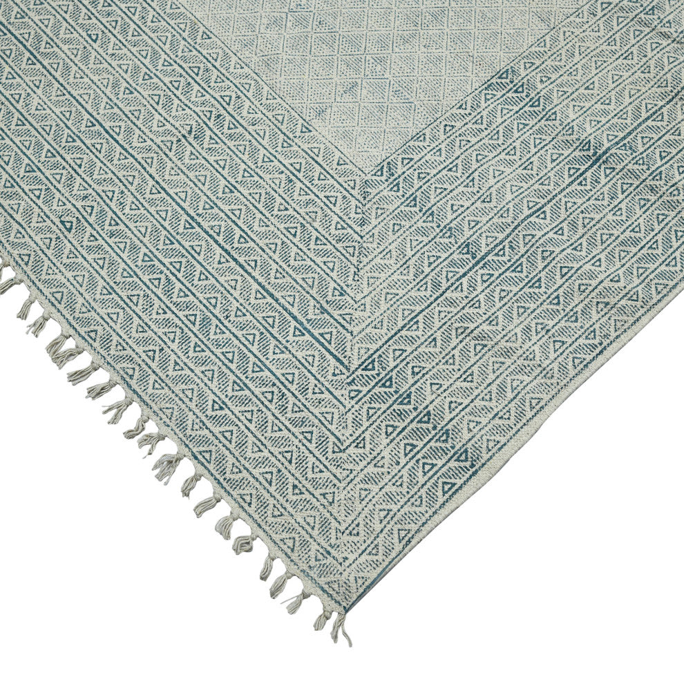 DUNE Estra Area Rug, Blue, 5' x 7'6", Bordered