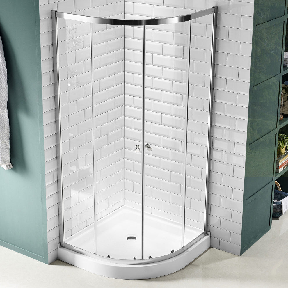 ANZZI Mare 35" x 76" Framed Sliding Shower Enclosure, Polished Chrome