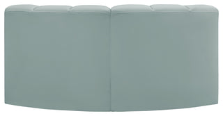 Arc Vegan Leather Upholstered 2-Pc. Inward Curved Modular Sectional, Green