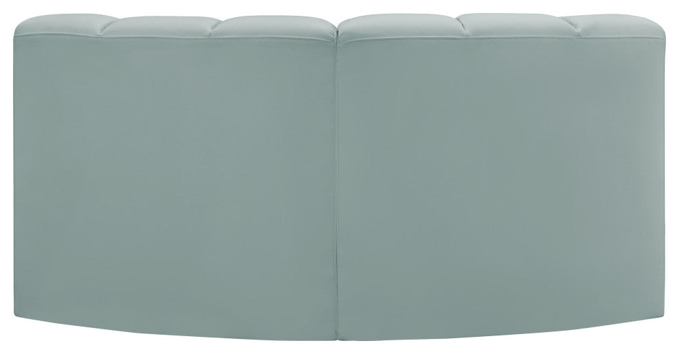 Arc Vegan Leather Upholstered 2-Pc. Inward Curved Modular Sectional, Green