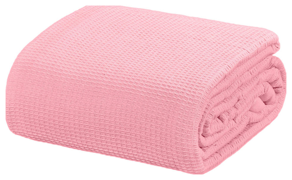 Crover Collection All Season Thermal Waffle Cotton Blanket, Orchid Pink, King