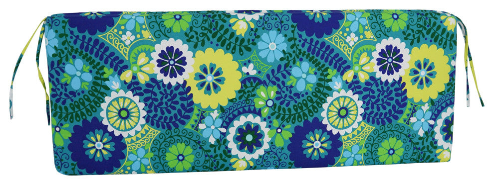 48"X19" Patterned Outdoor Spun Polyester Loveseat Cushion, Luxury Azure