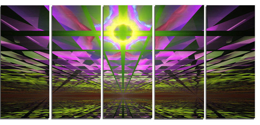 Fractal Cosmic Apocalypse, Abstract Art on Canvas, 60"x28", 5 Panels