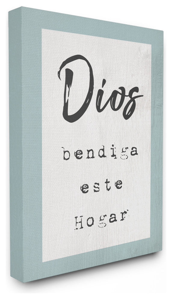 Stupell Industries Blue and White Dios Bendiga Este Hogar Spanish, 24 x 30