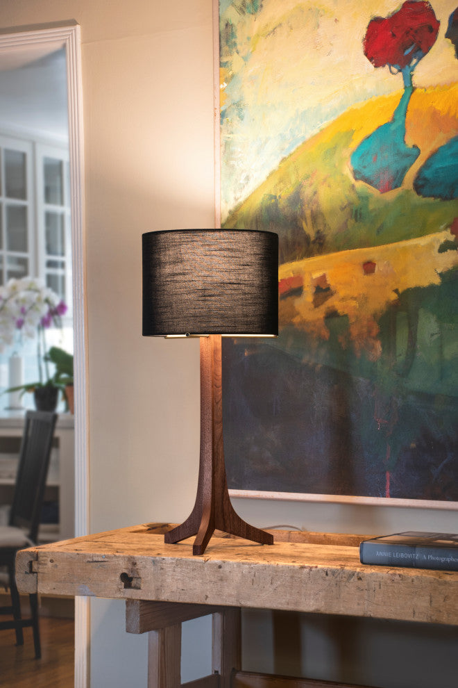 Nauta Table Lamp, Brushed Brass Black Amaretto Shade