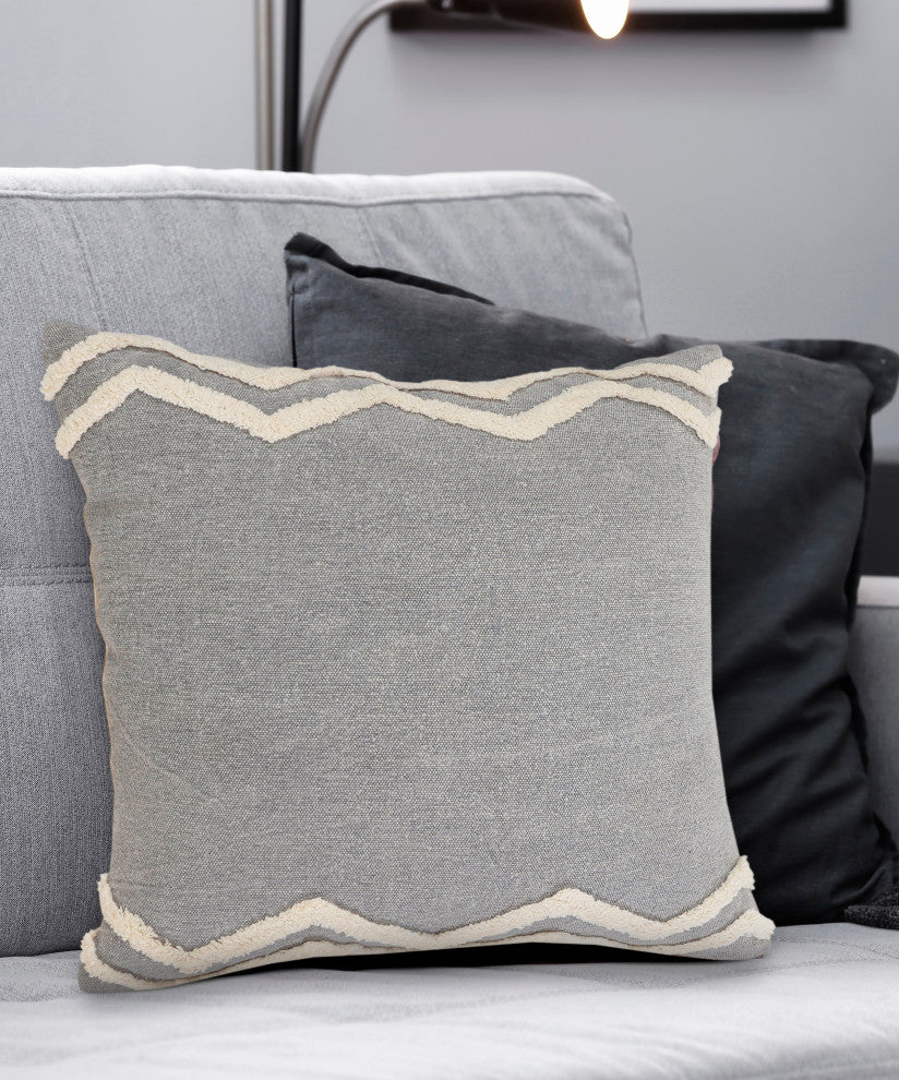 Soft Chevron Bordered Throw Pillow, 20" X 20"