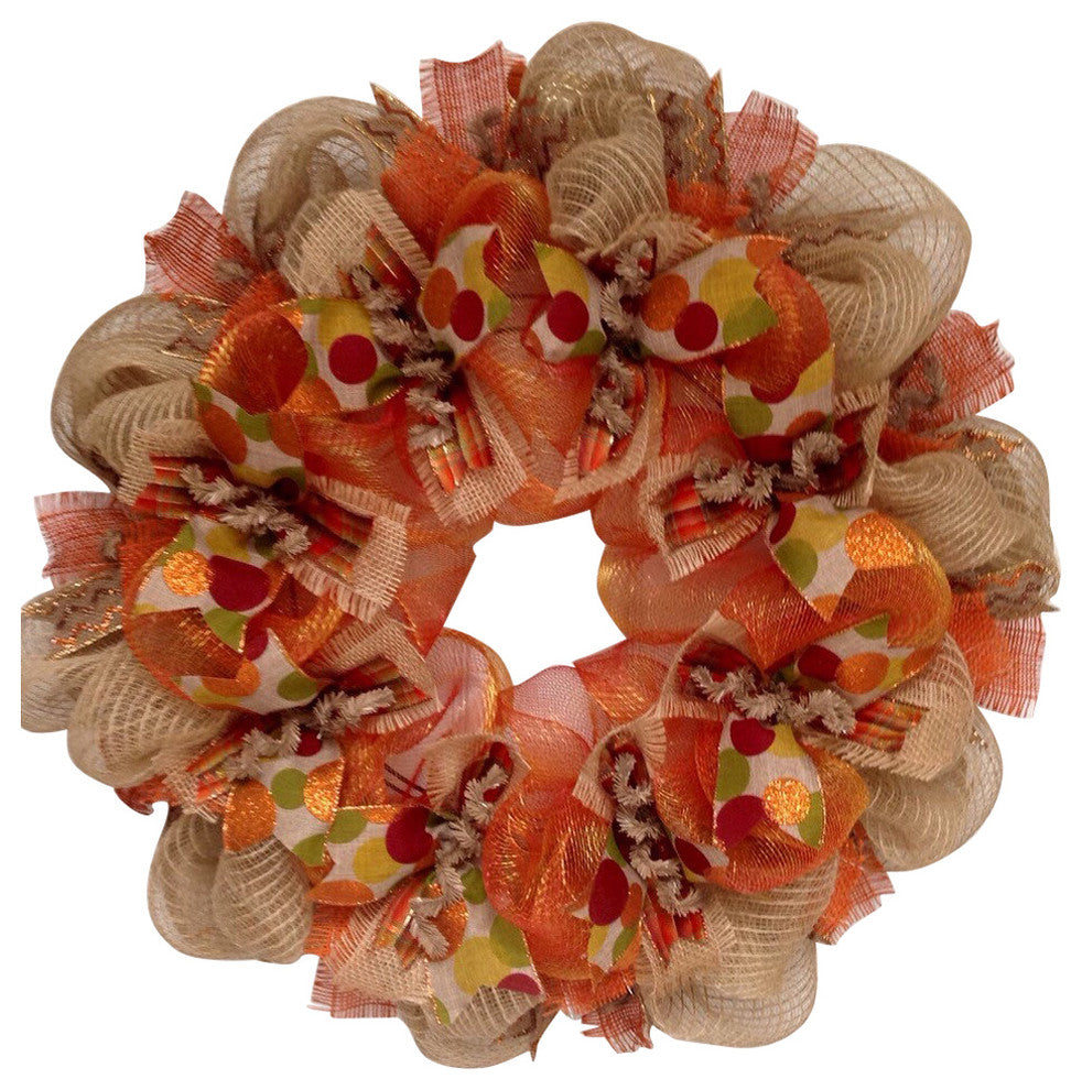 Harvest Premium Ribbon Deco Mesh Wreath, 28 Inches