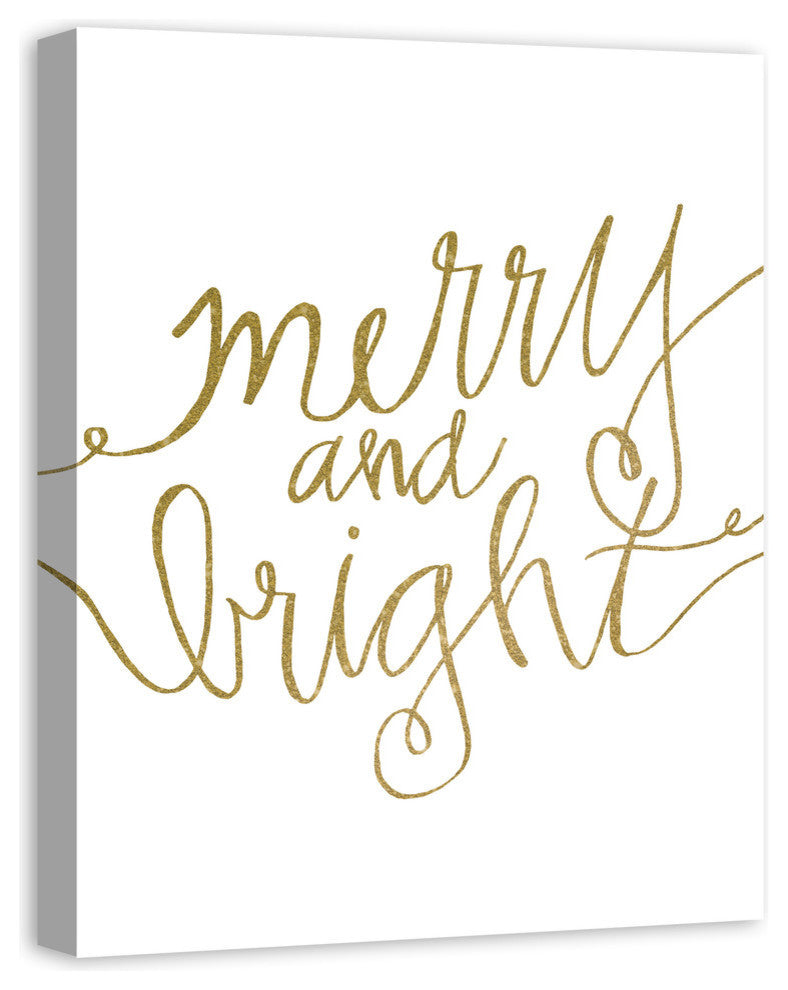 Gold Merry and Bright Canvas Wall Art, 24"x30", Unframed