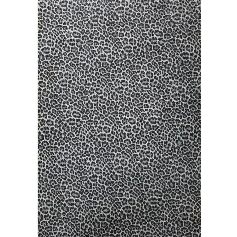 Wallpaper black silver glitter leopard textured animal skin, 27 Inc X 33 Ft Roll