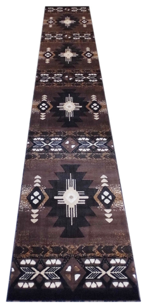 Angie Collection Runner 3' x 16' Chocolate Southwestern Style Area Rug