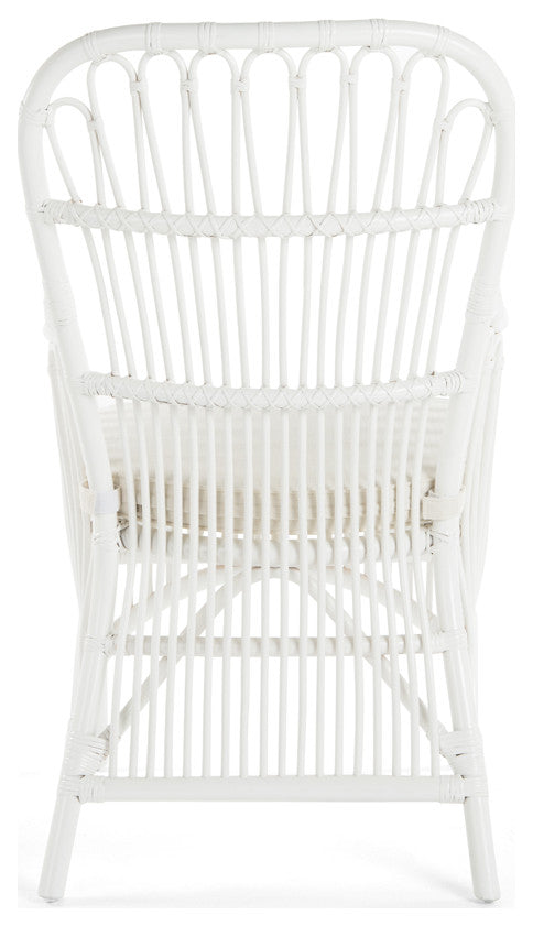 Rattan Loop Armchair With Seat Cushion, Set of 2, White