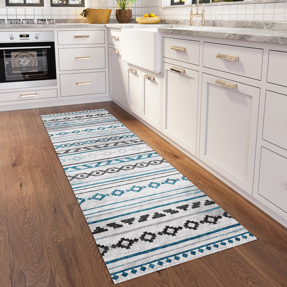 Indoor/Outdoor Sedona SN10 Tin Machine Washable 2'3" x 12' Runner Rug