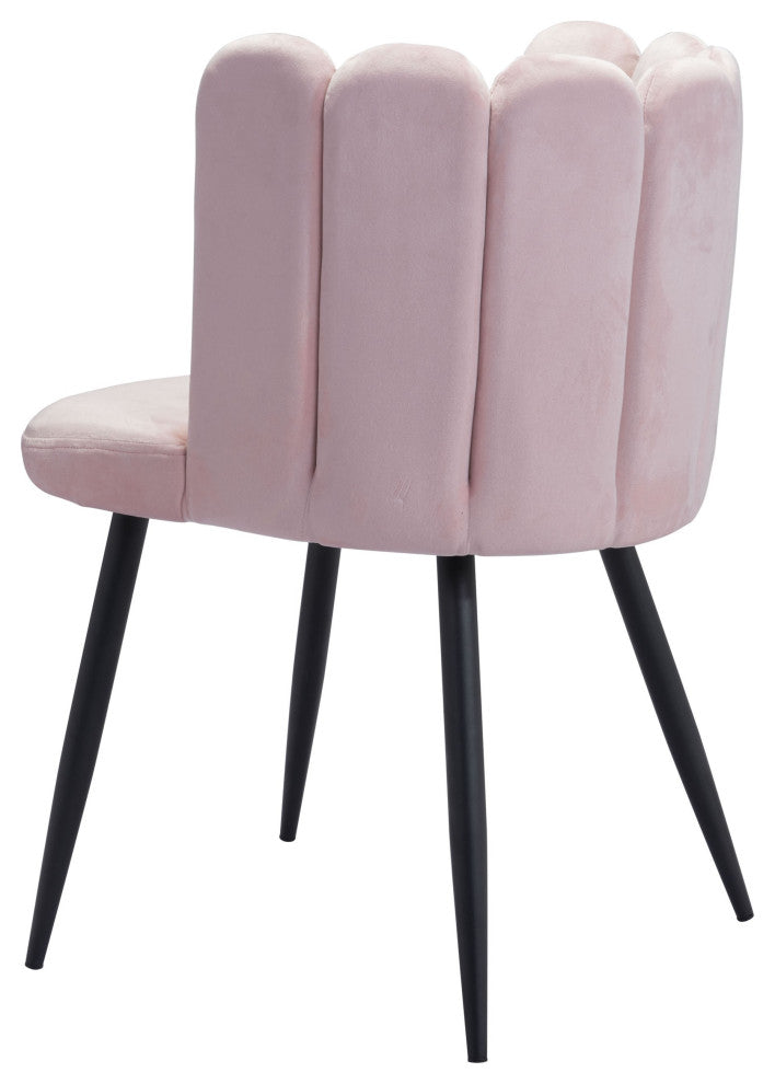 Glam Scallop Pink Velvet and Gold Dining or Accent Chairs Set of 2