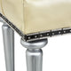 Hollywood Swank Tufted Leather Vanity Bench, Creamy Pearl