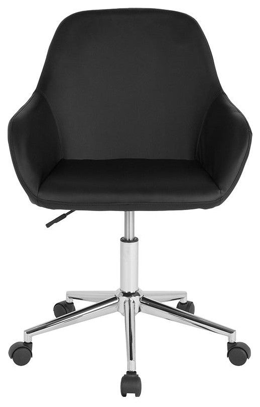 Cortana Home and Office Mid-Back Chair, Black Leather
