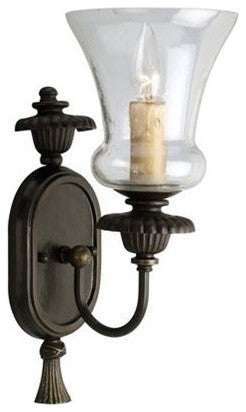 Fiorentino 1-Light Wall Bracket Forged Bronze Clear Seeded Glass