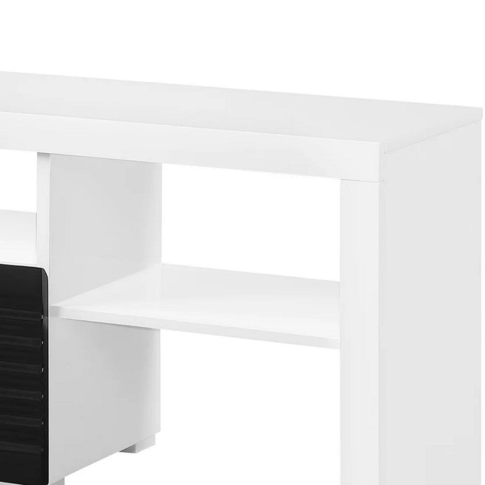 Benzara BM279004 Ida 75" TV Entertainment Center Console, 2 Drawers, White