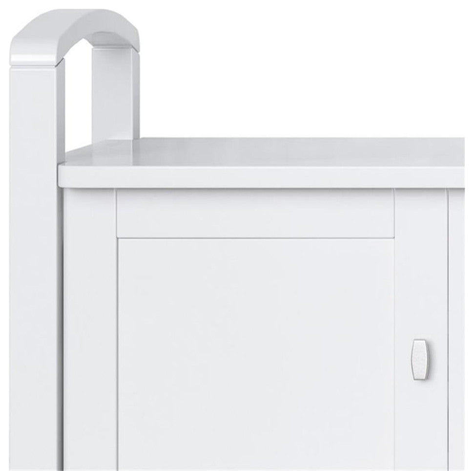 Warm Shaker Solid Wood 44 Inch Wide Transitional Entryway Storage Bench In White