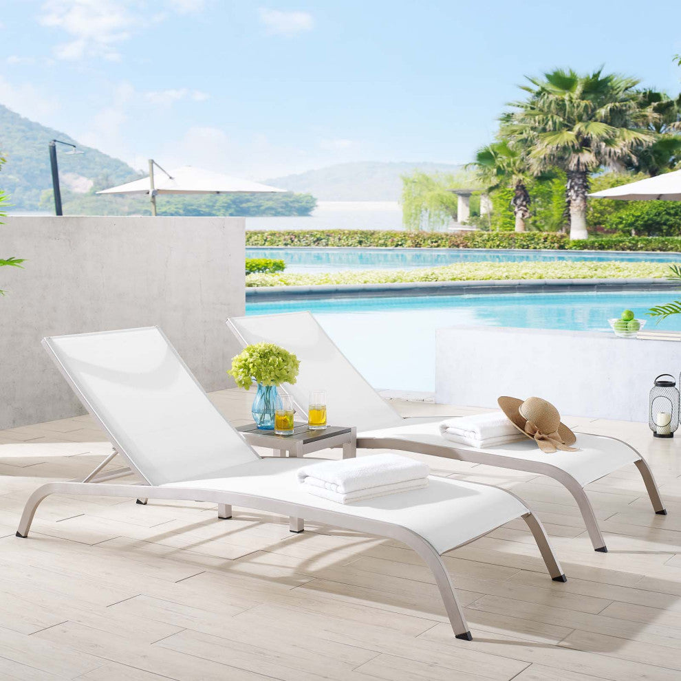 Savannah 3 Piece Outdoor Patio Mesh Set White