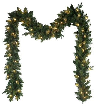 Kurt Adler 9' Pre-Lit Warm White LED Jackson Pine Garland