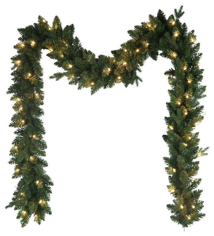 Kurt Adler 9' Pre-Lit Warm White LED Jackson Pine Garland