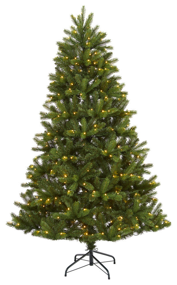 6' New Haven Spruce Natural Look Artificial Christmas Tree With 350 LED Lights